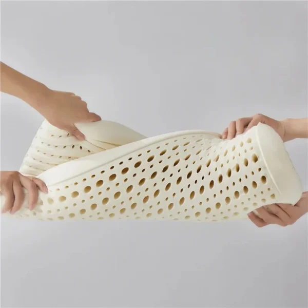 Oreiller en Latex naturel avec housse en coton, doux, sans Support de pression, soulagement de la douleur au cou, oreiller de lit pour dormir sur le dos et le ventre 4